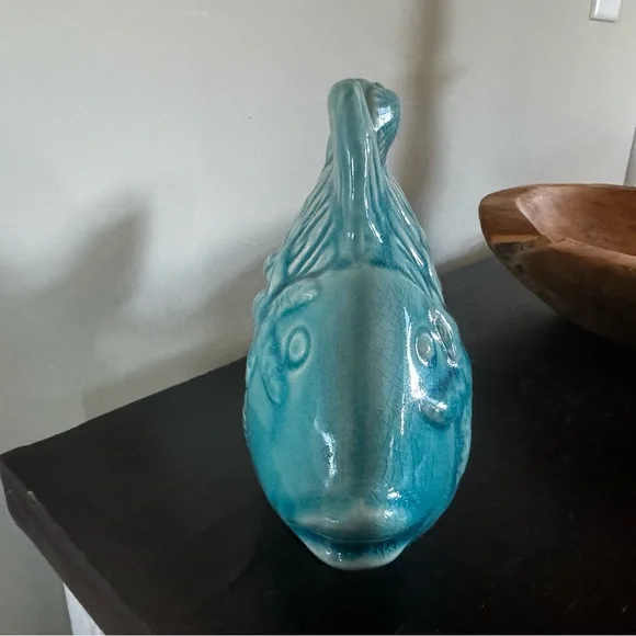 Turquoise Fish-Shaped Ceramic Decor - Picture 3 of 5